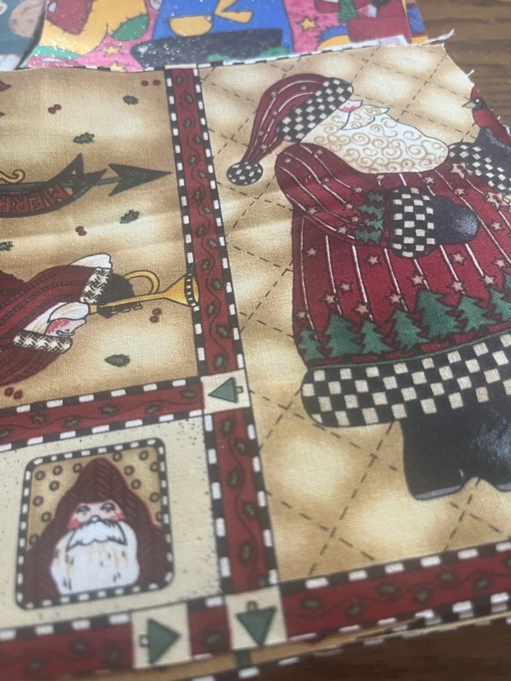 Holiday Christmas Fabric Squares Bundle - Red, Green, Gold, Cream